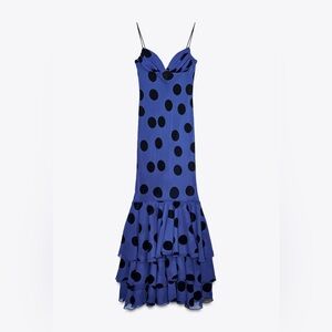 Zara Blue Polka Dot Maxi Dress